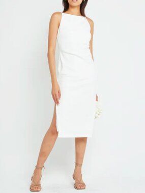 O.P.T. Crepe White Midi Dress